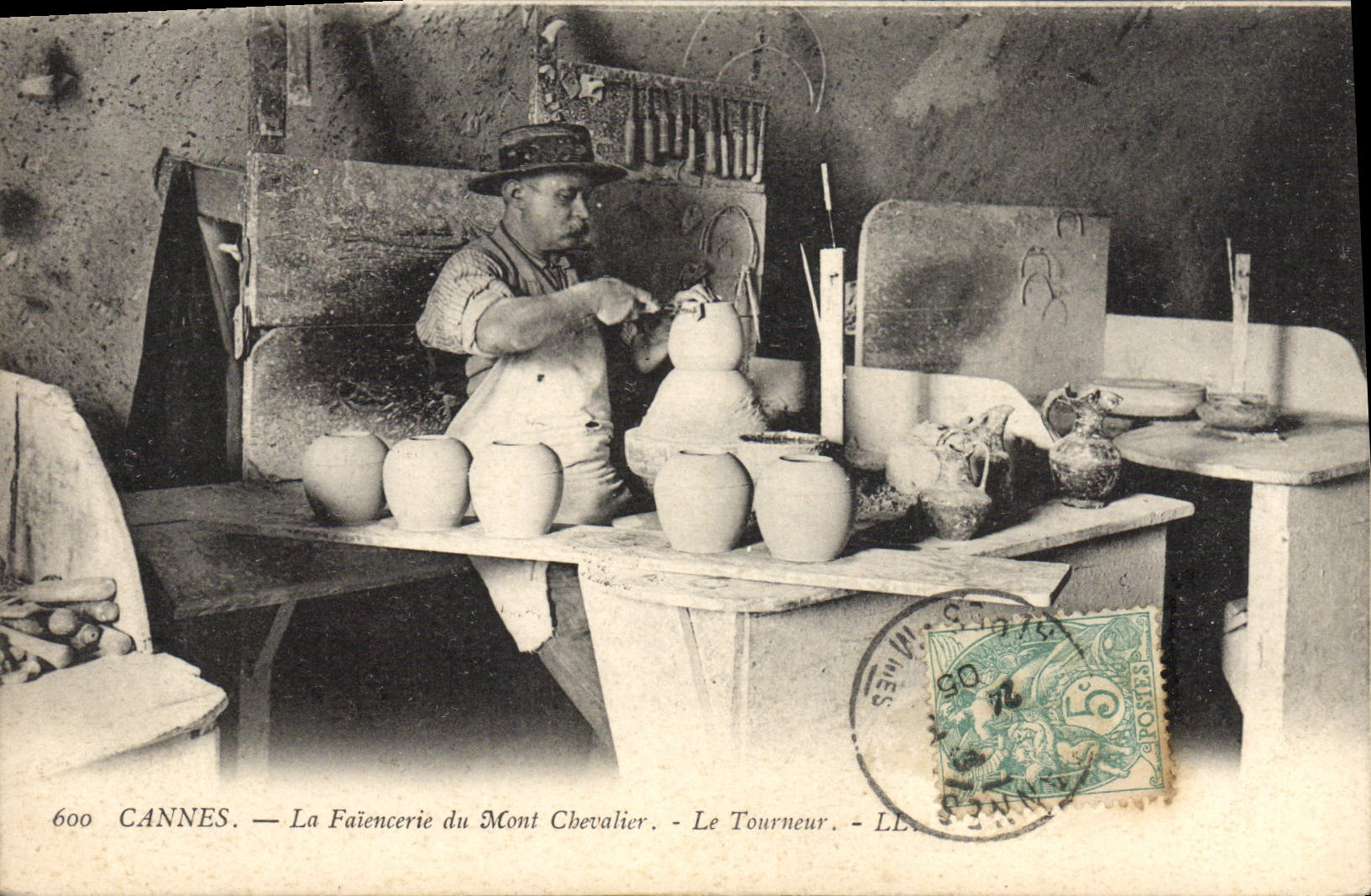 VINTAGE POSTCARD Cannes the faience manufacture of the Mount Knight the turner Potter TOP