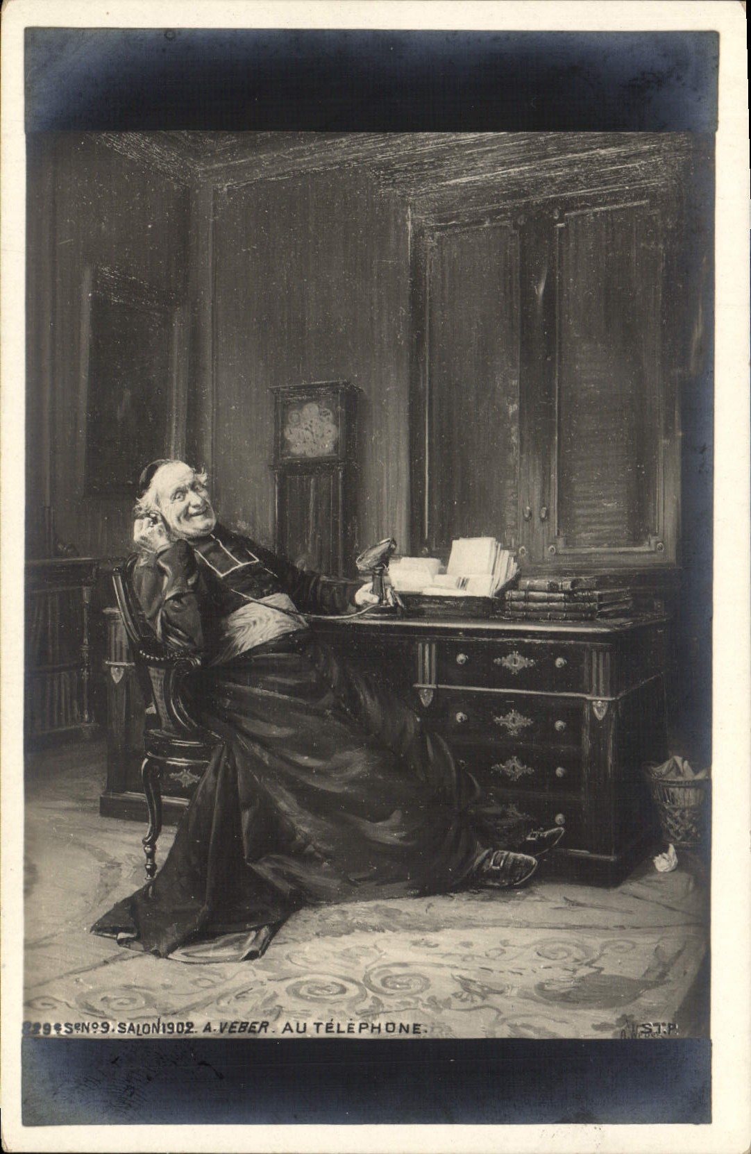 VINTAGE POSTCARD Fantaisie Telephones Living room 1902 has Veber