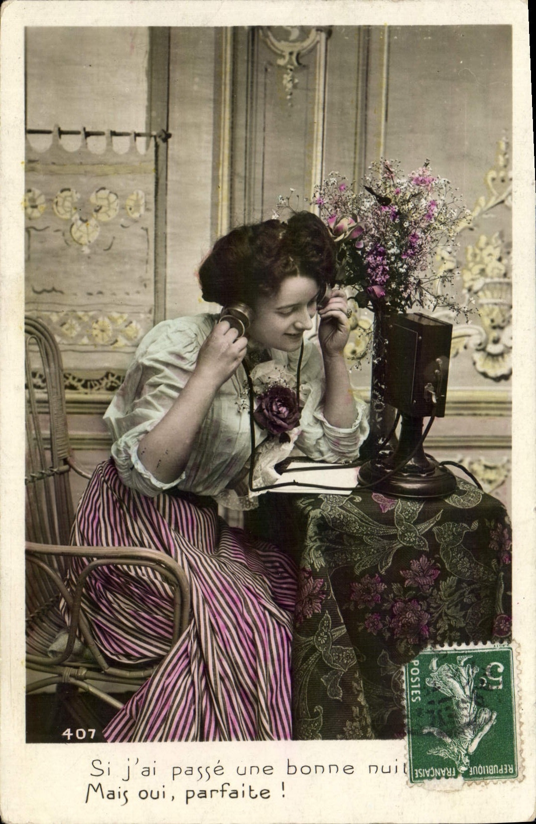 CPA Fantaisie Telephone Femme
