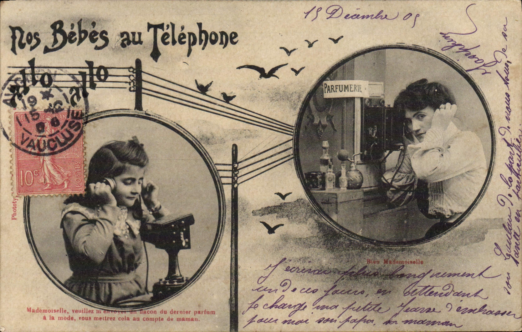 CPA Fantaisie Telephone Nos bebes au telephone