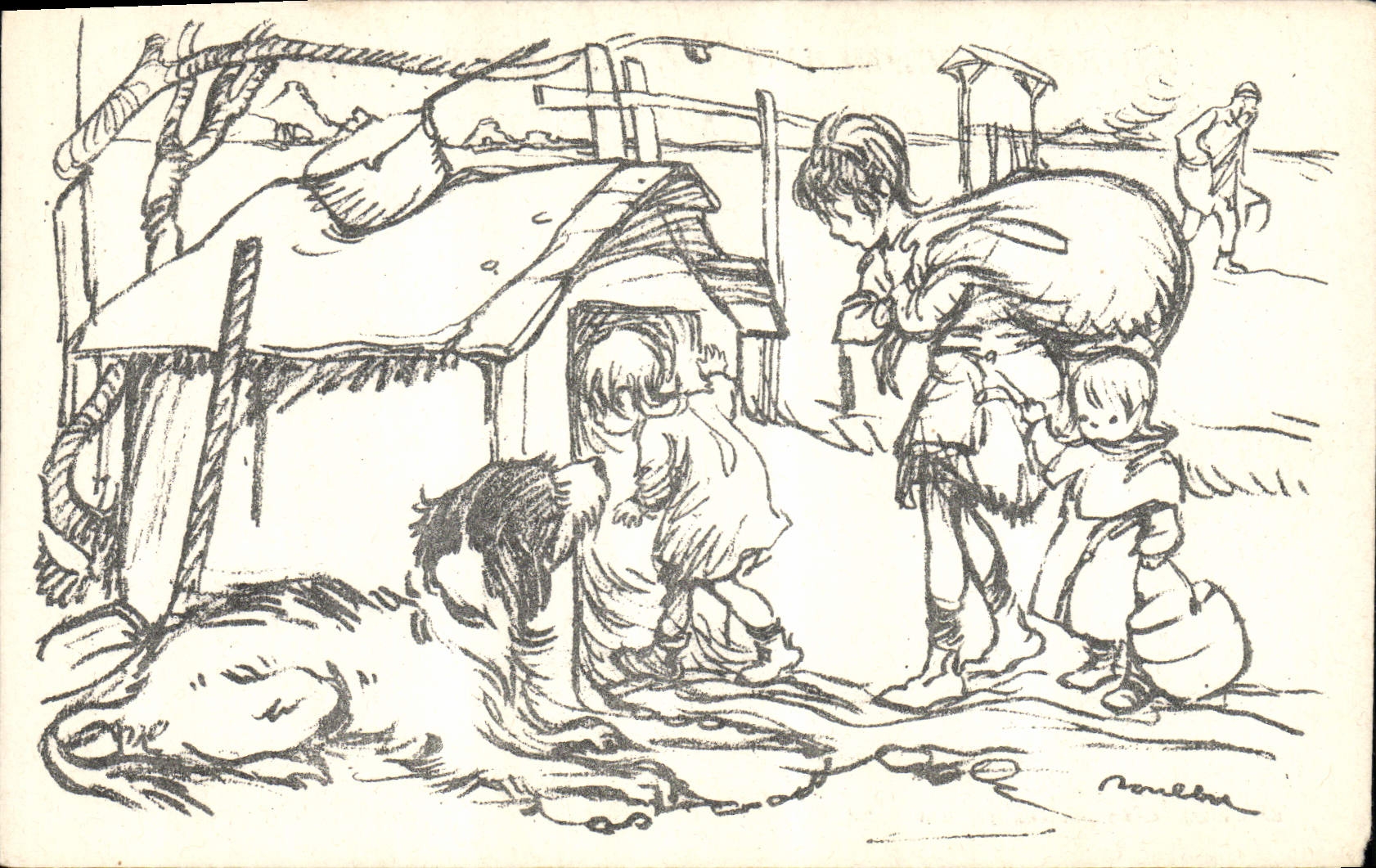 CPA Fantaisie Illustrateur Poulbot Chien