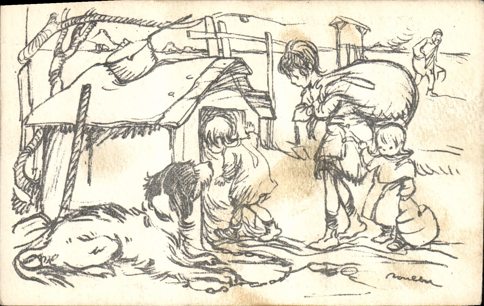 CPA Fantaisie Illustrateur Poulbot Chien