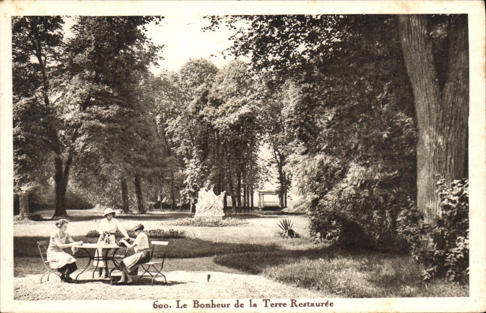 VINTAGE POSTCARD the happiness of the ground restauree