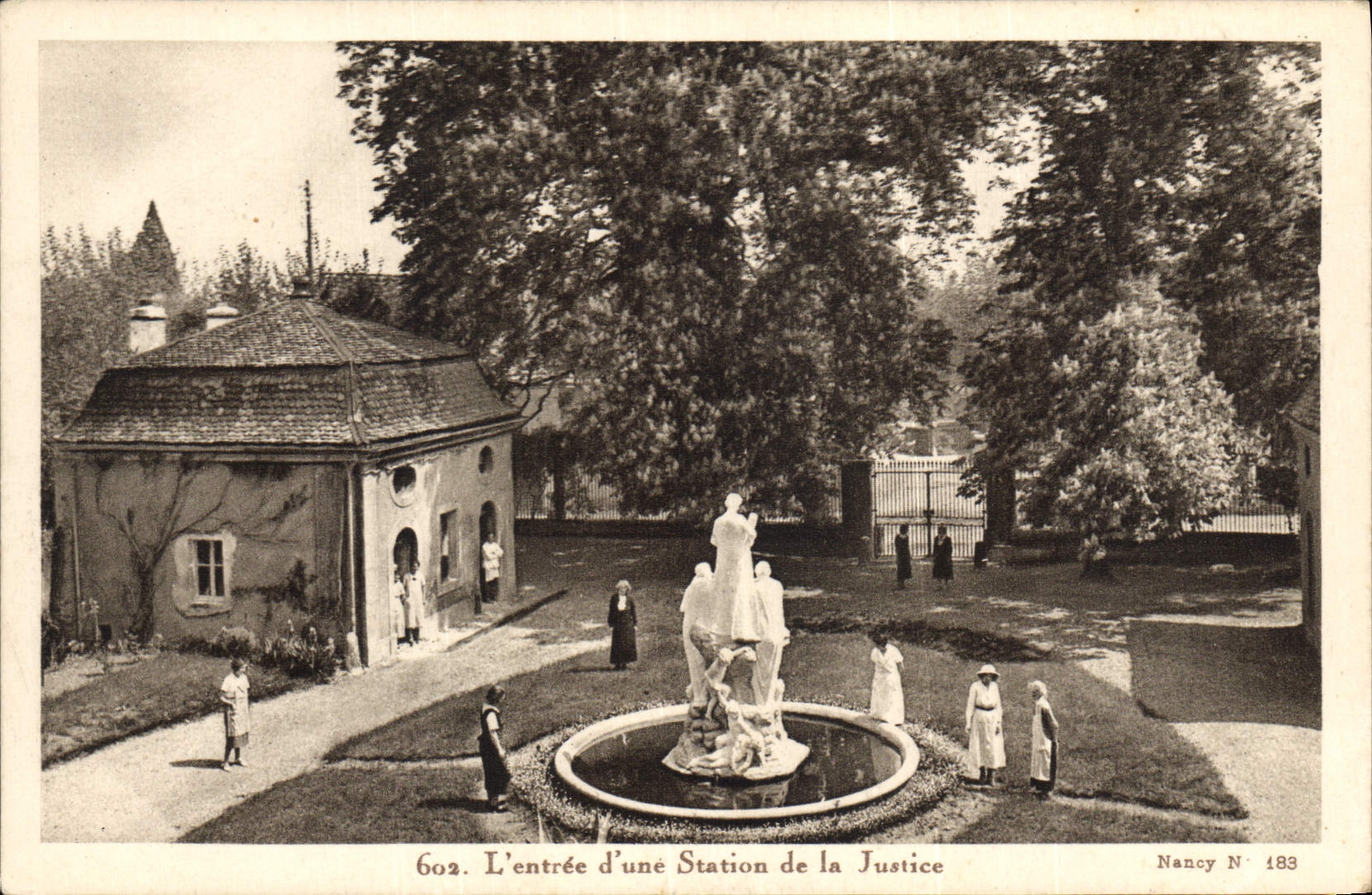 VINTAGE POSTCARD the entry of a station of justice