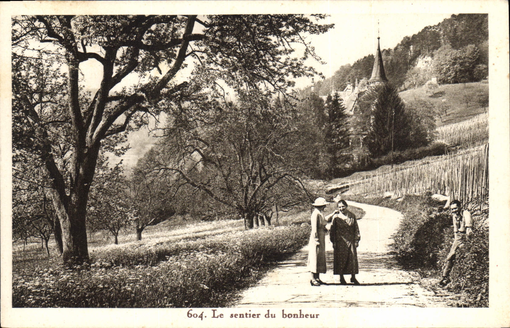 VINTAGE POSTCARD the path of happiness