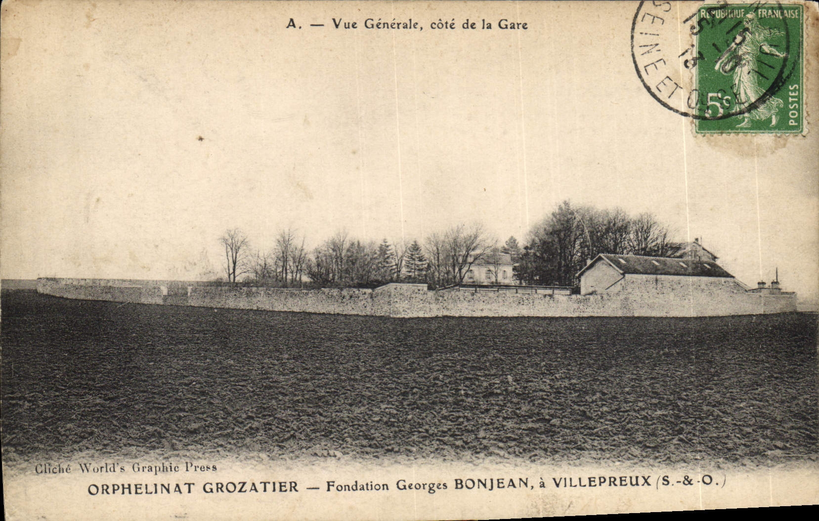 La opinión de la POSTAL de la VENDIMIA de la dimensión Orphelinat Grozatier Fondation Jorte Bonjean tiene Villepreux