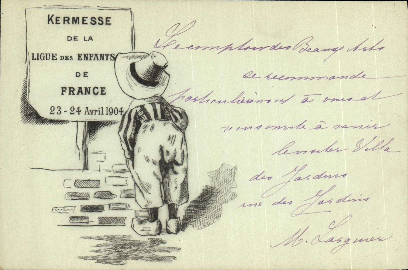 VINTAGE POSTCARD Village fair of the league of the children of France 1904