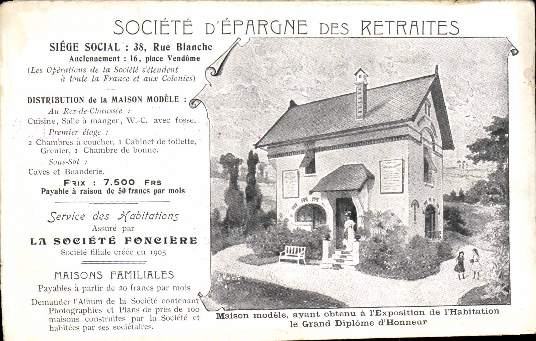 CPA Societe d'Epargne des retraites Rue Blanche Maison modele 