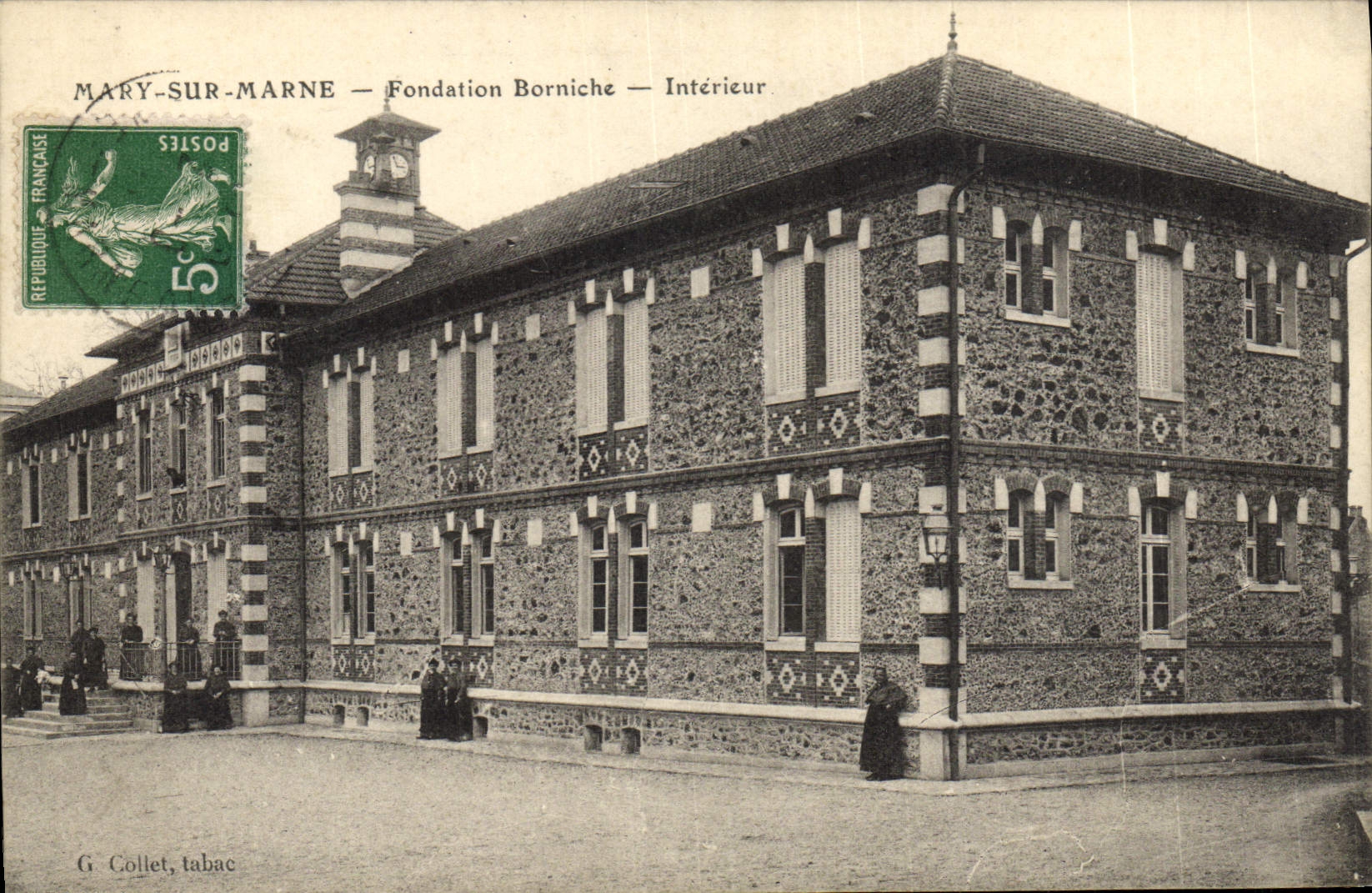 POSTAL Maria de la VENDIMIA en la fundación interior de Marne Borniche