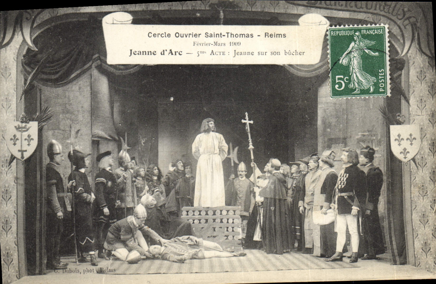 VINTAGE POSTCARD working Circle Holy Thomas Rheims 1909 Jeanne d' Arc Jeanne on her roughing-hew
