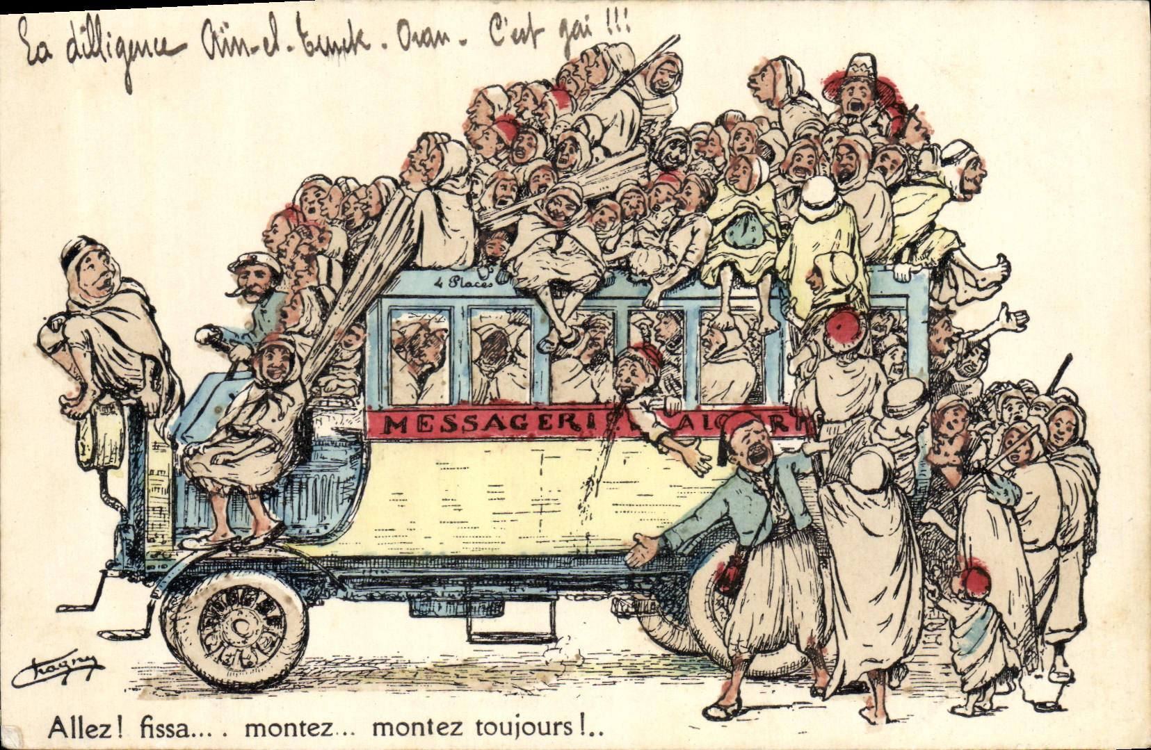 CPA Fantaisie Illustrateur la diligence Ain Oran 