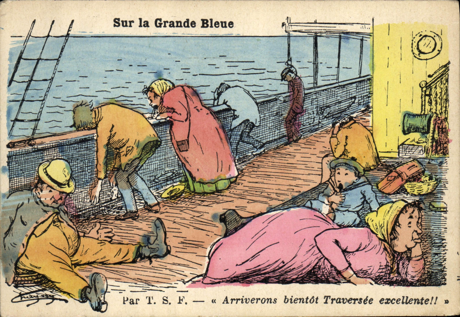 VINTAGE POSTCARD Fantasy Illustrator On the sea by TSF