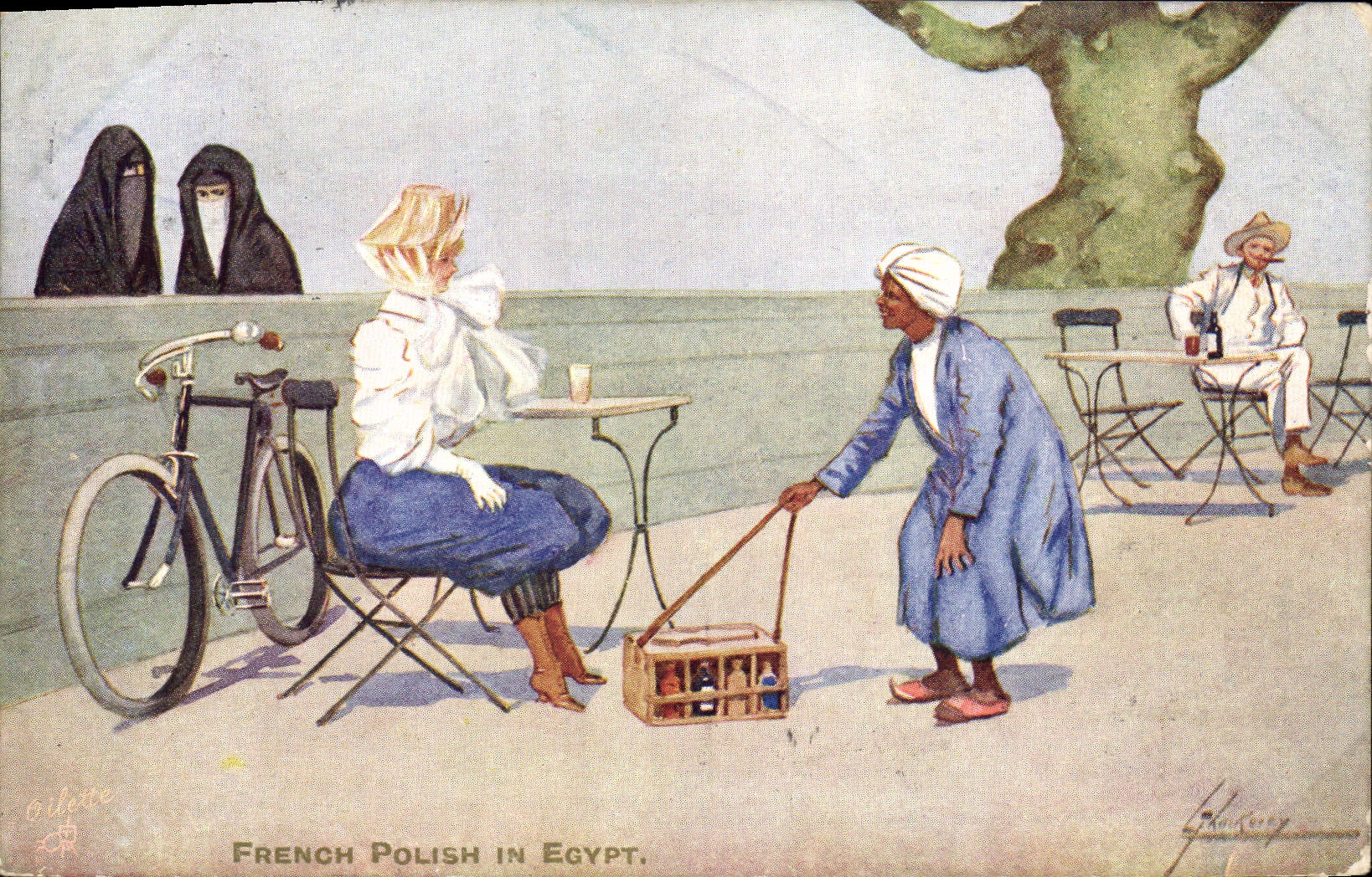 VINTAGE POSTCARD Fantaisie Illustrator Egypt Egypt French polish Velo Cycles