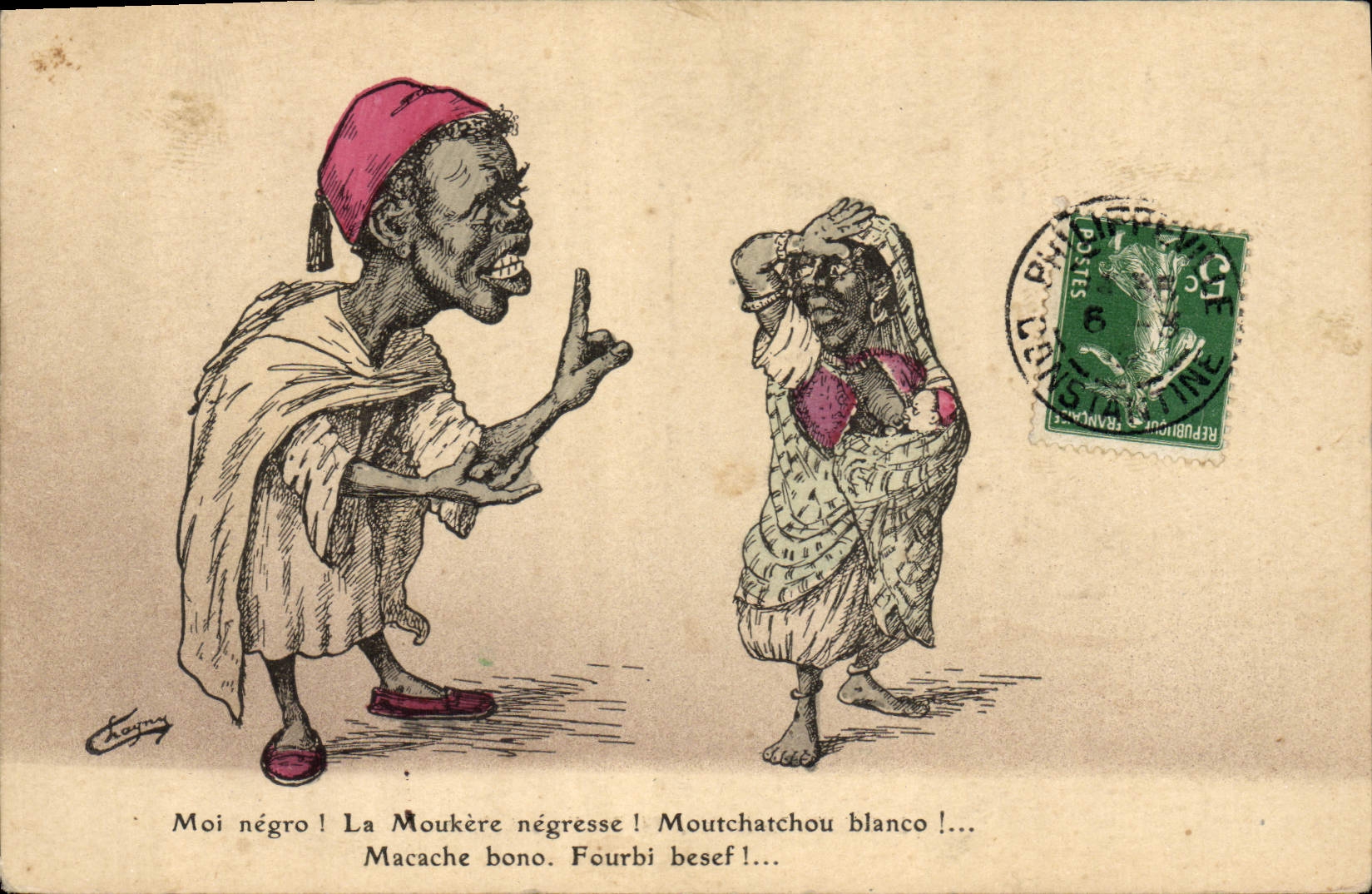 CPA Fantaisie Illustrateur moi Negro