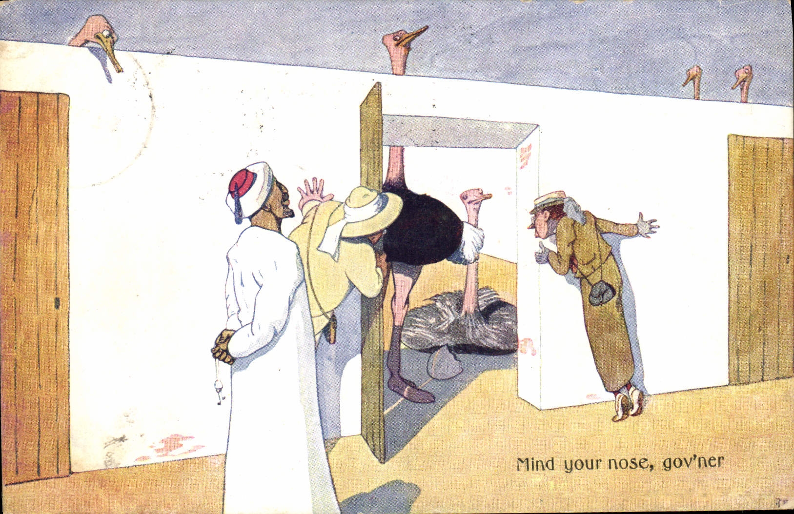 CPA Fantaisie Illustrateur Autruche 