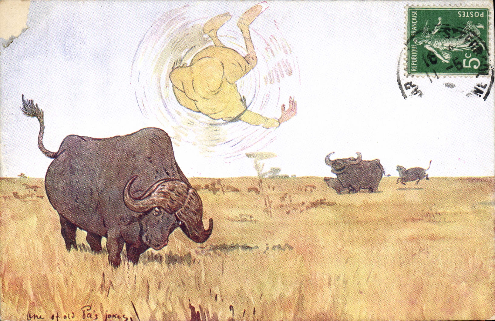 CPA Fantaisie Illustrateur Boeufs 