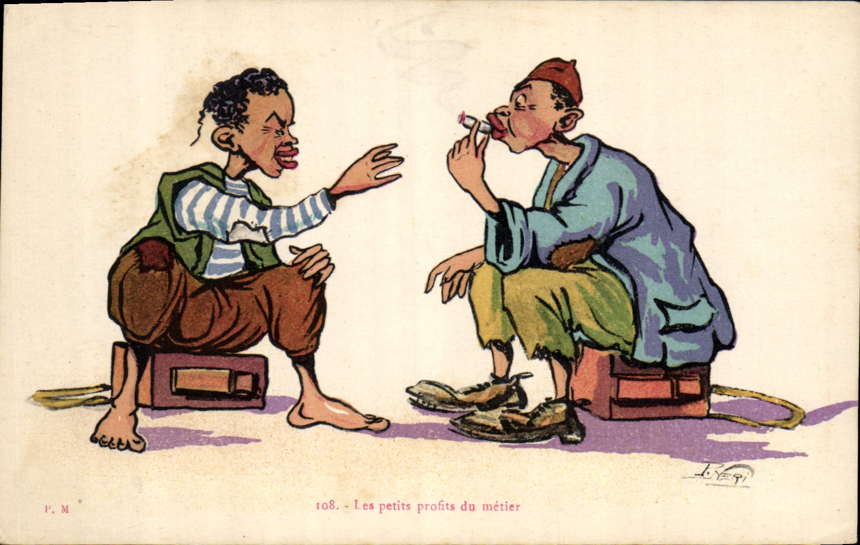 VINTAGE POSTCARD Fantasy Illustrator small profits of the trade Tobacco