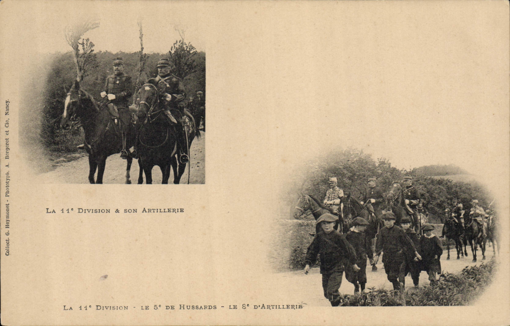 VINTAGE POSTCARD Militaria the 11th division and its artillery Hussards Artillery