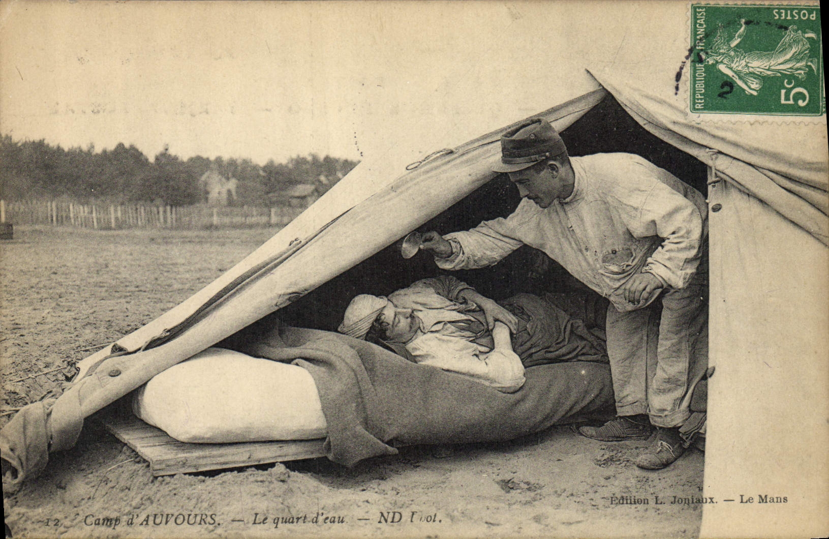 VINTAGE POSTCARD Militaria camp of Auvours the quarter of water