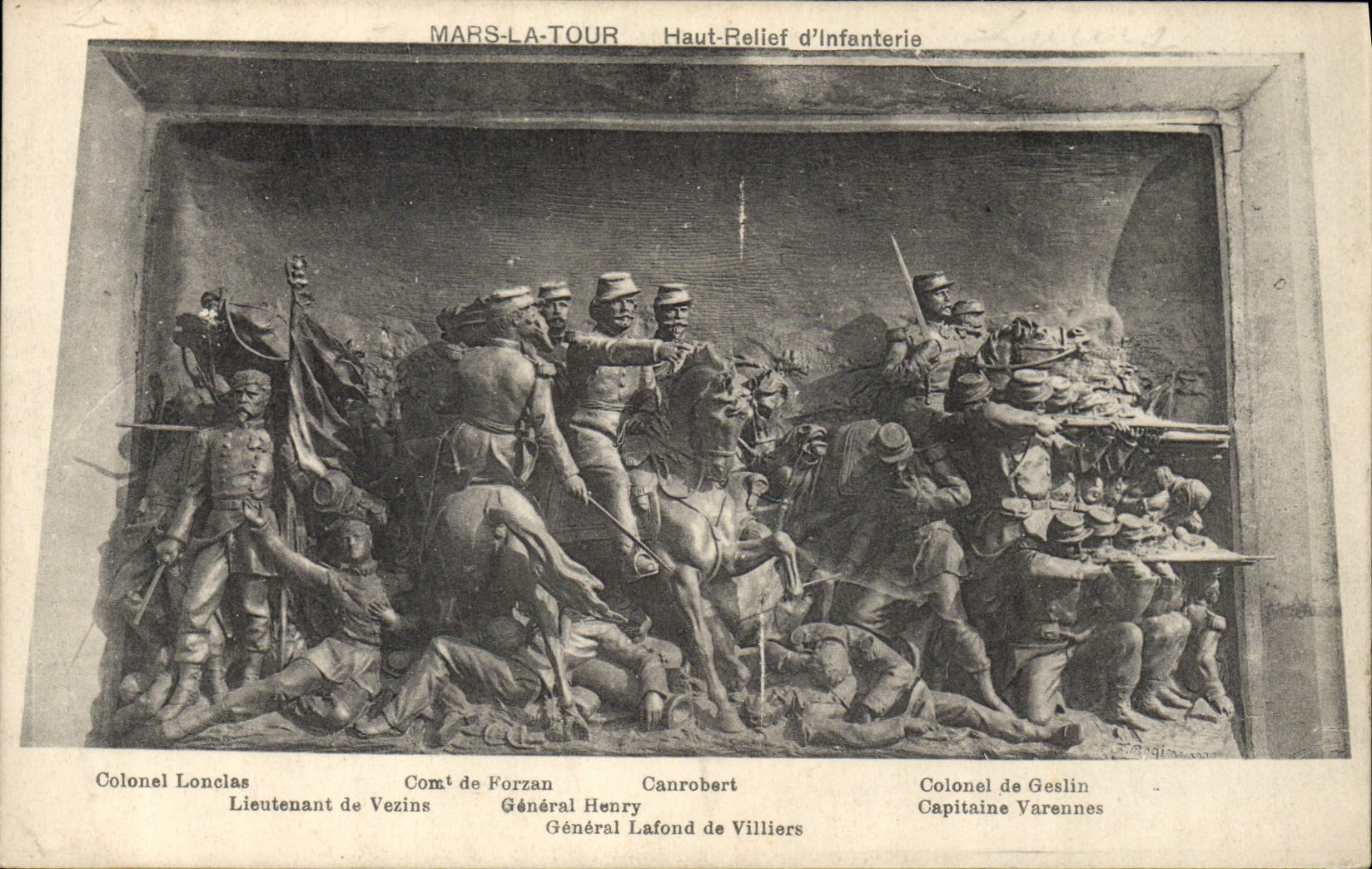 VINTAGE POSTCARD Militaria Mars the Tower High relief of infantry