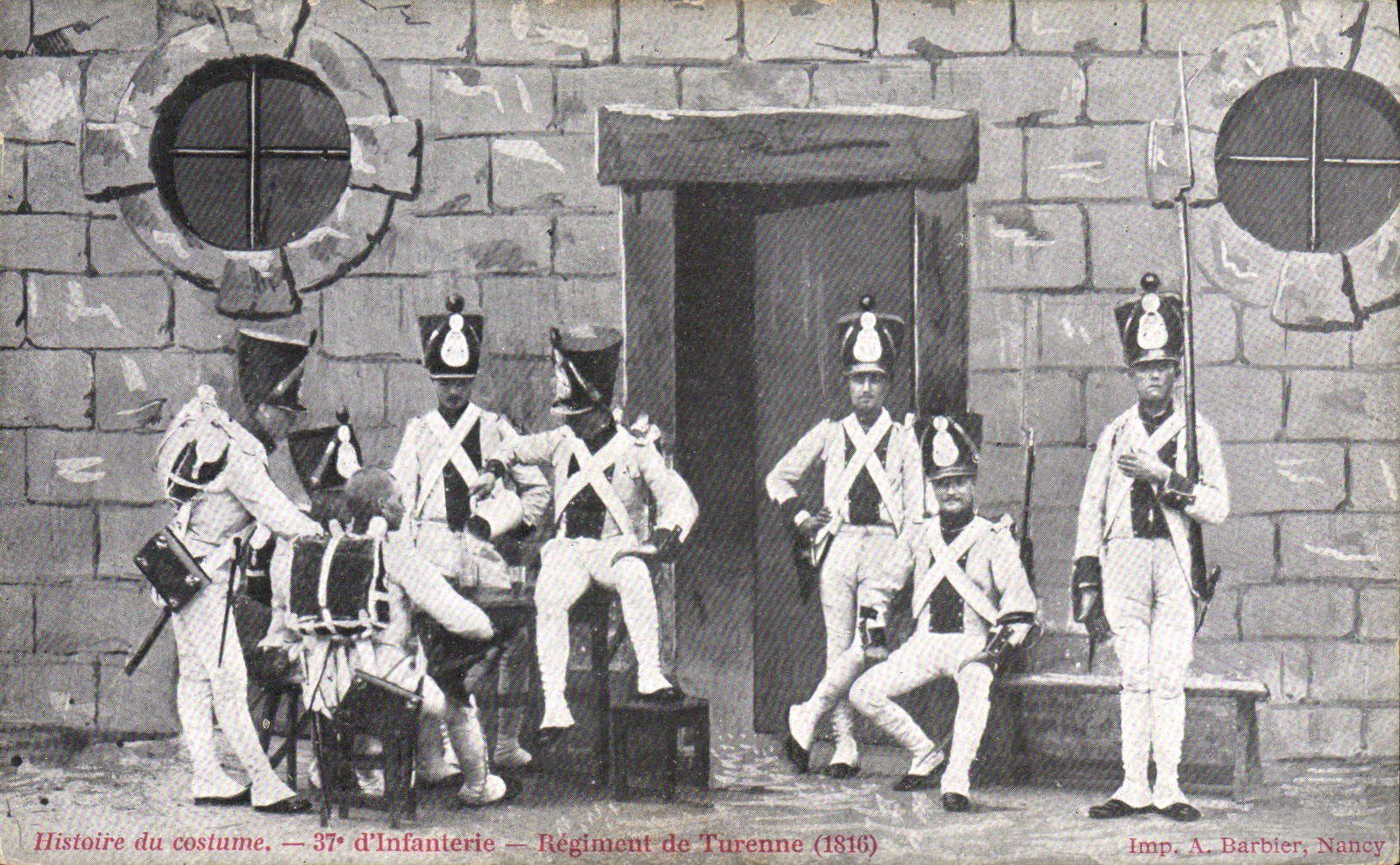 VINTAGE POSTCARD Militaria 37eme of infantry Regiment of Turenne 1816