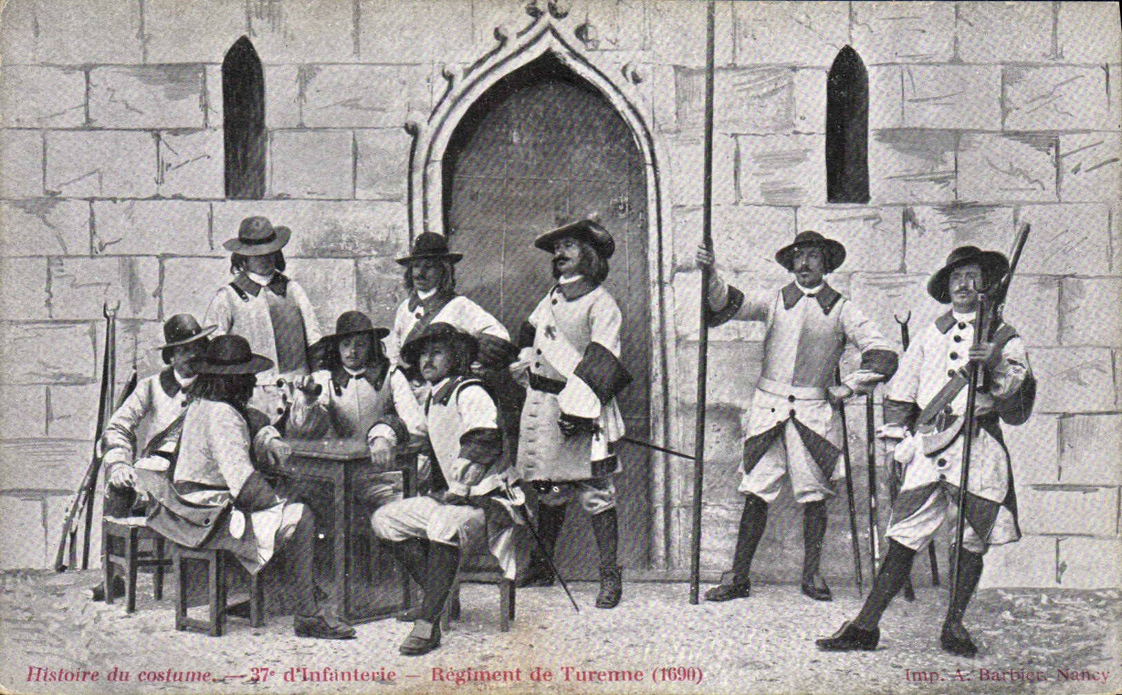 VINTAGE POSTCARD Militaria 37eme of infantry Regiment of Turenne 1690 Musketeers