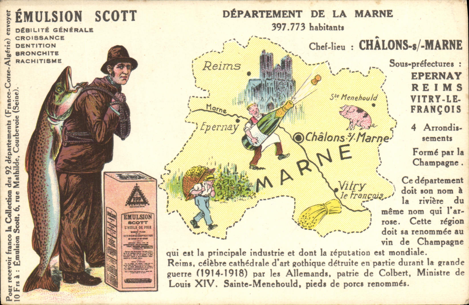 VINTAGE POSTCARD Emulsion Scott Department the Marne Trawl-nets on the Marne Epernay Rheims Vitry François