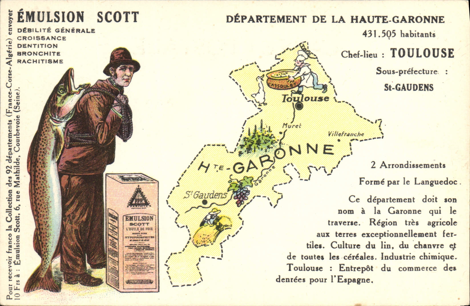 VINTAGE POSTCARD Emulsion Scott Department Haute-Garonne Toulouse St Gaudens