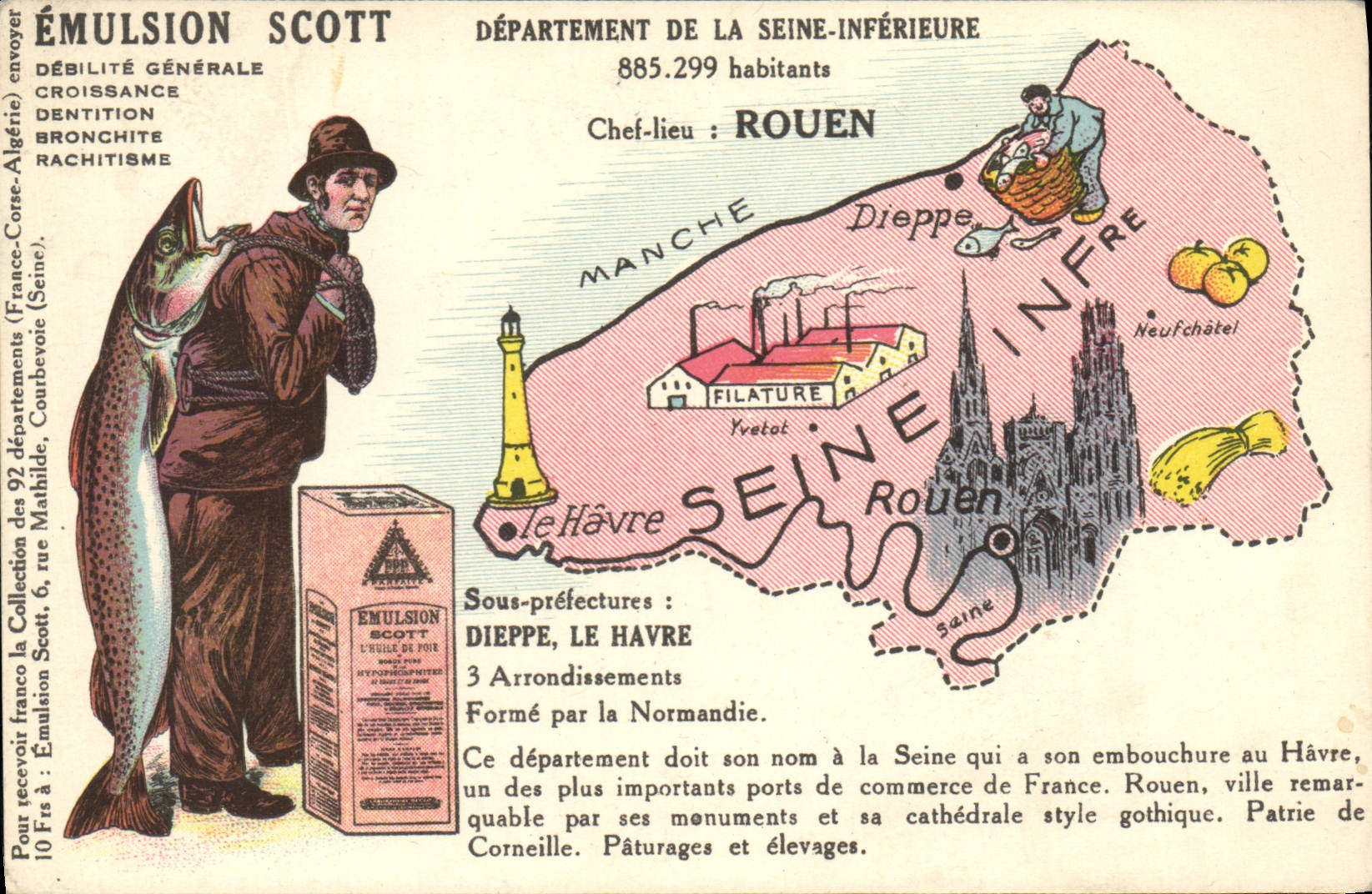 VINTAGE POSTCARD Emulsion Scott Department the Lower Seine Rouen