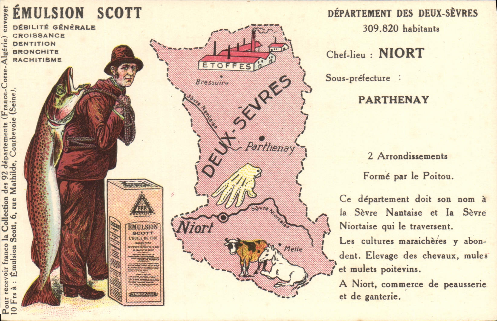 VINTAGE POSTCARD Emulsion Scott Departement Two Separate Niort Parthenay