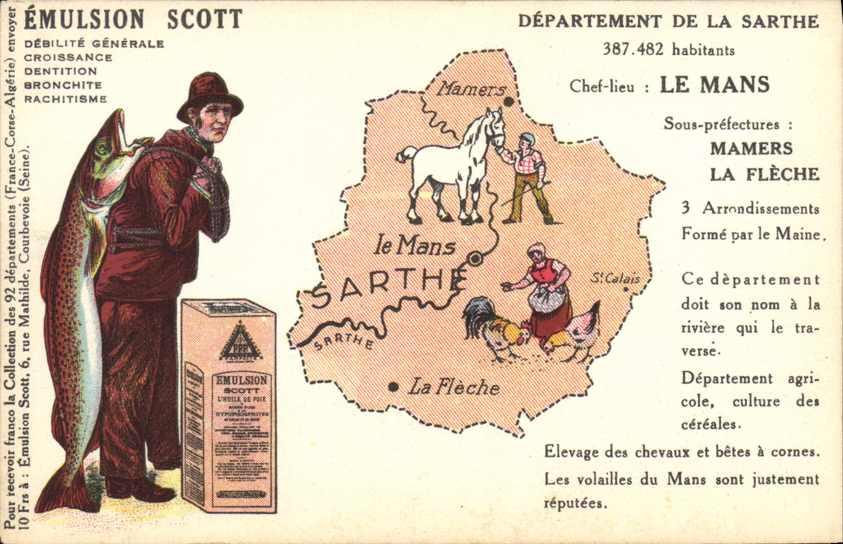 El departamento de Scott Sarthe de la emulsión de la POSTAL de la VENDIMIA sirve Mamers la flecha