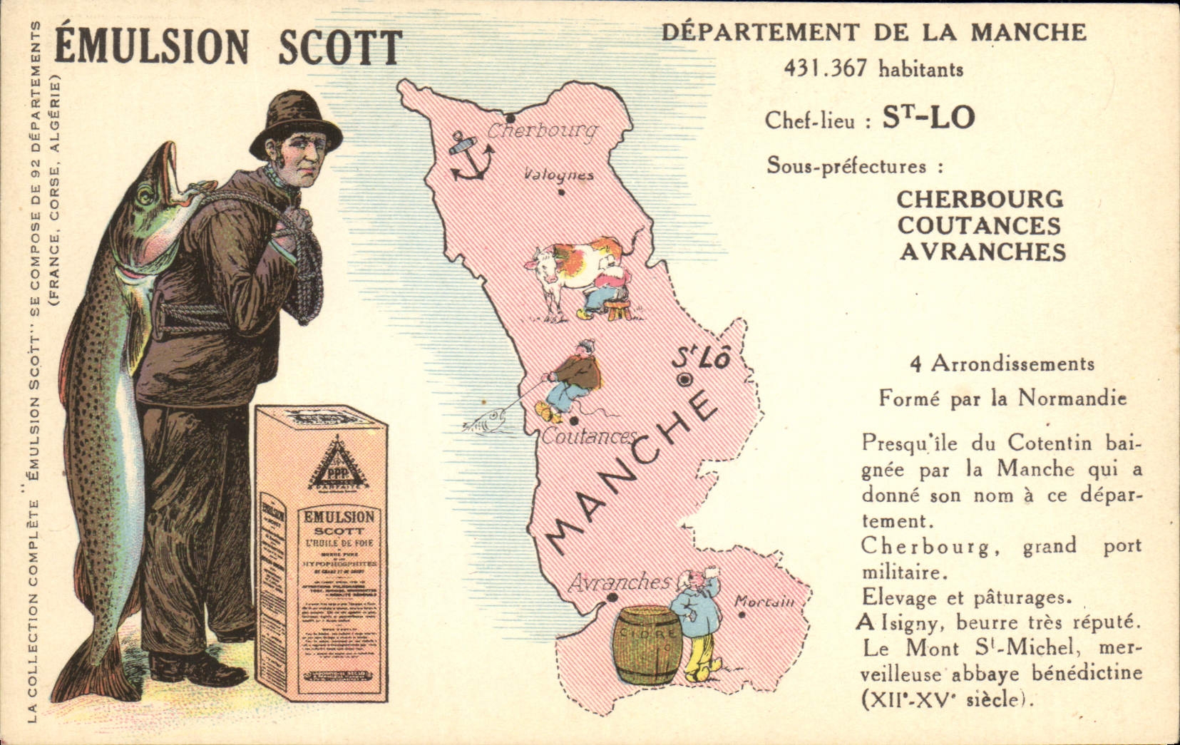 VINTAGE POSTCARD Emulsion Scott Department Handle St lo Cherbourg Coutances Avranches