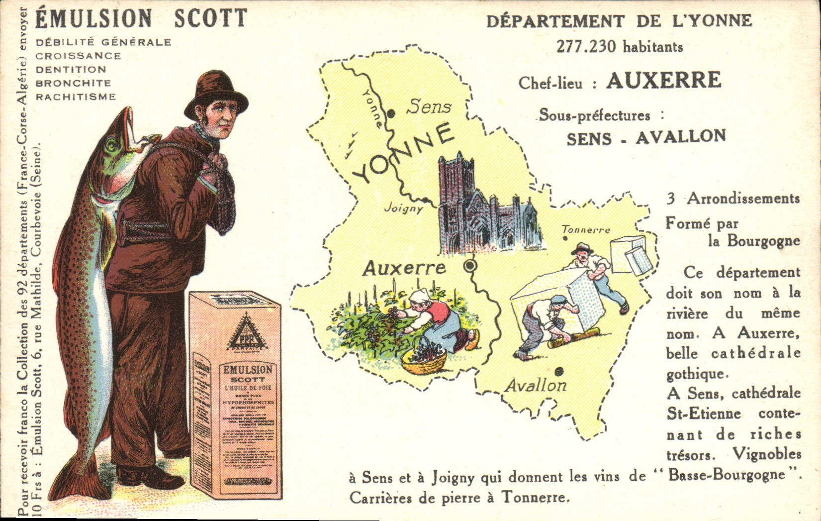 VINTAGE POSTCARD Emulsion Scott Department Yonne Auxerre Avallon Sens