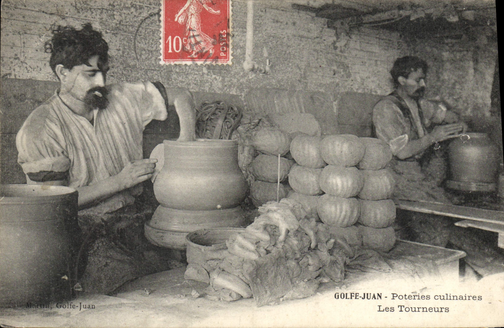 VINTAGE POSTCARD Ceramic Pottery Gulf Juan culinary Potteries turners TOP