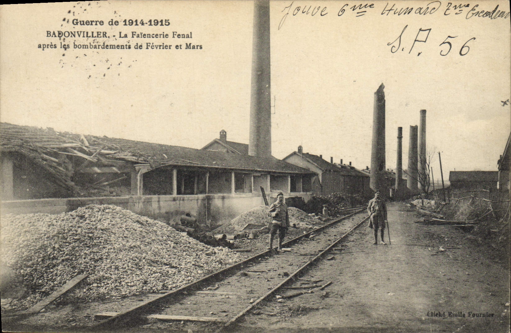 VINTAGE POSTCARD Ceramic Pottery Badonvller the Fenal faience manufacture after the bombardments of February and Mars
