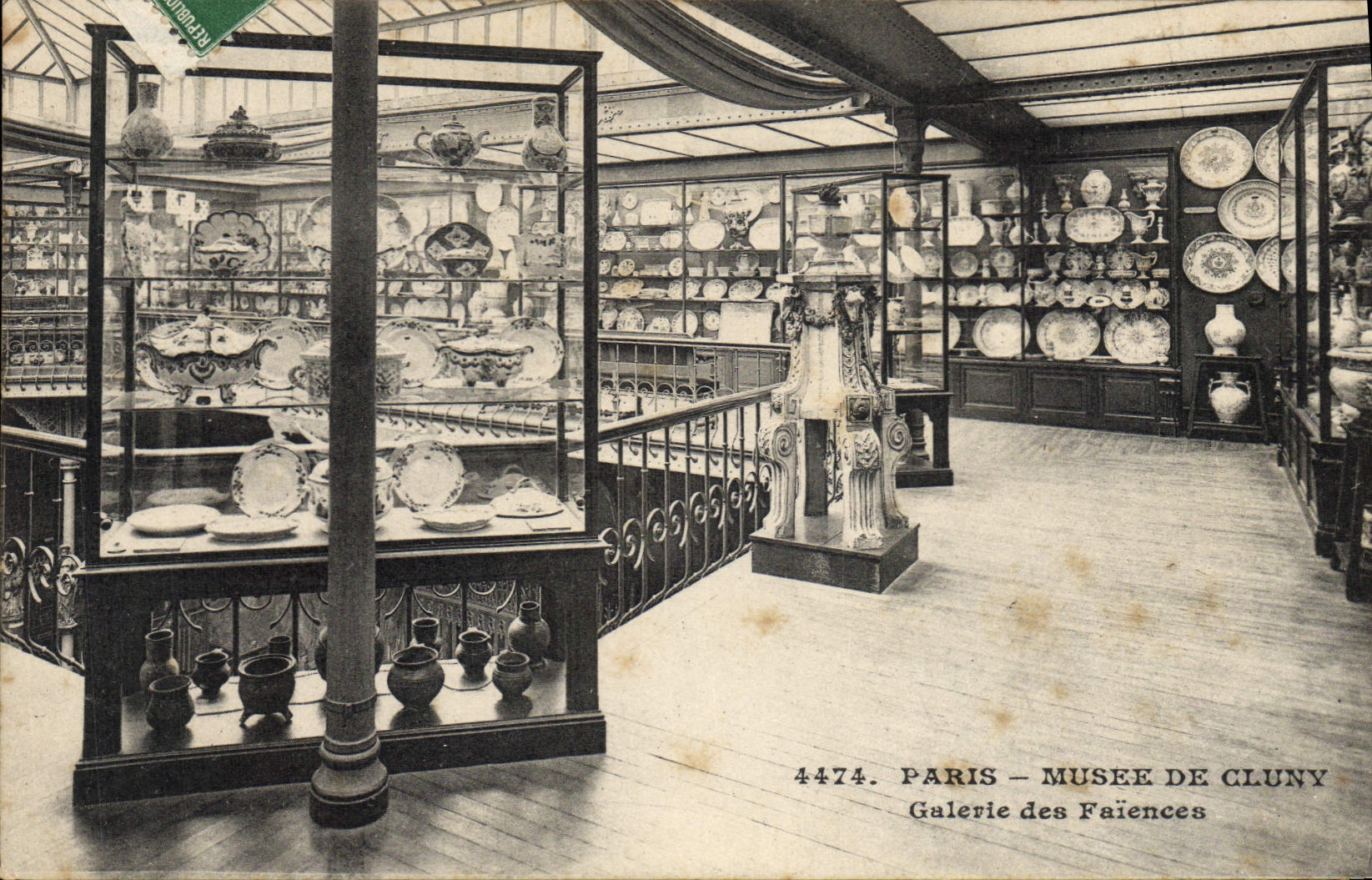 VINTAGE POSTCARD Ceramic Pottery Paris Museum of Cluny Gallery of earthenware