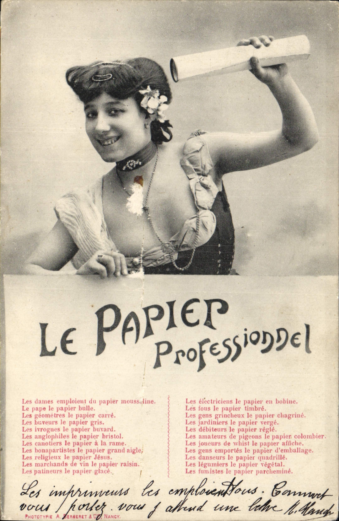 CPA Photographie Femme Le papier professionnel