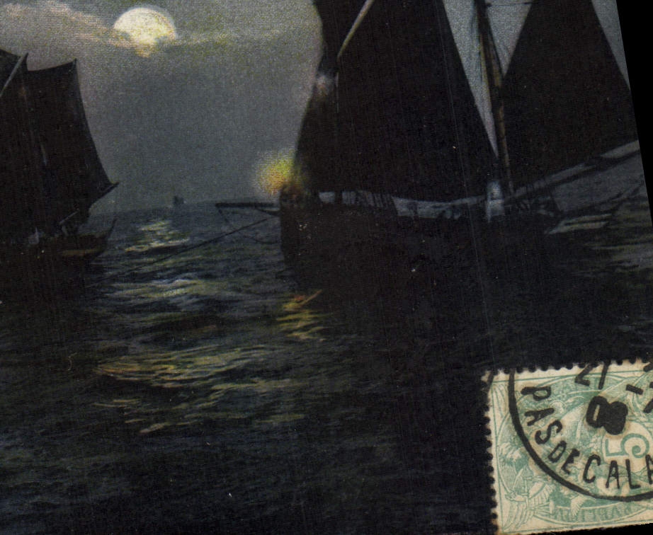 VINTAGE POSTCARD Bateau Fishes Boulogne on Mer Left the sinning boats