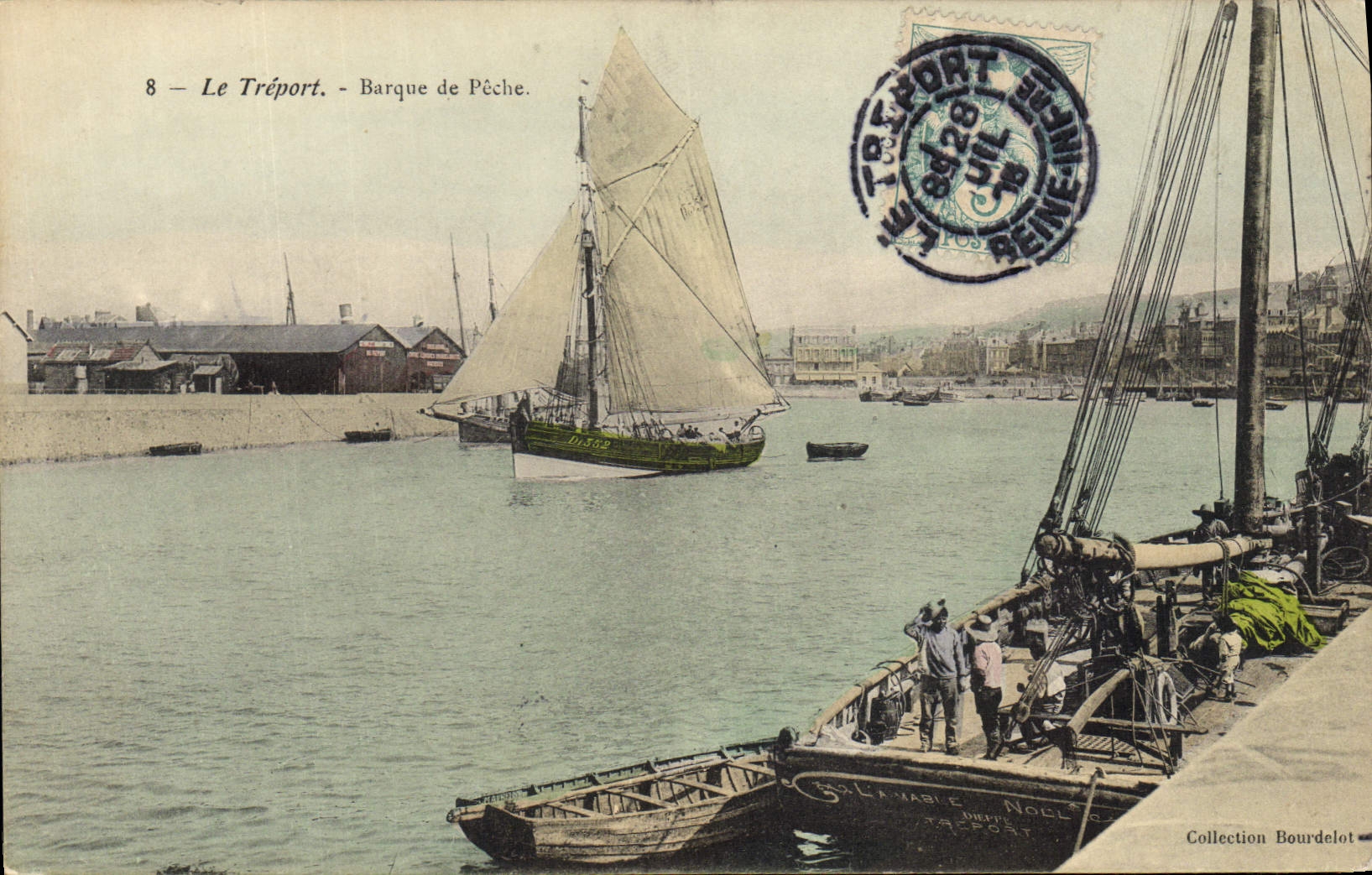 VINTAGE POSTCARD Bateau Fishes Treport Barque of sin