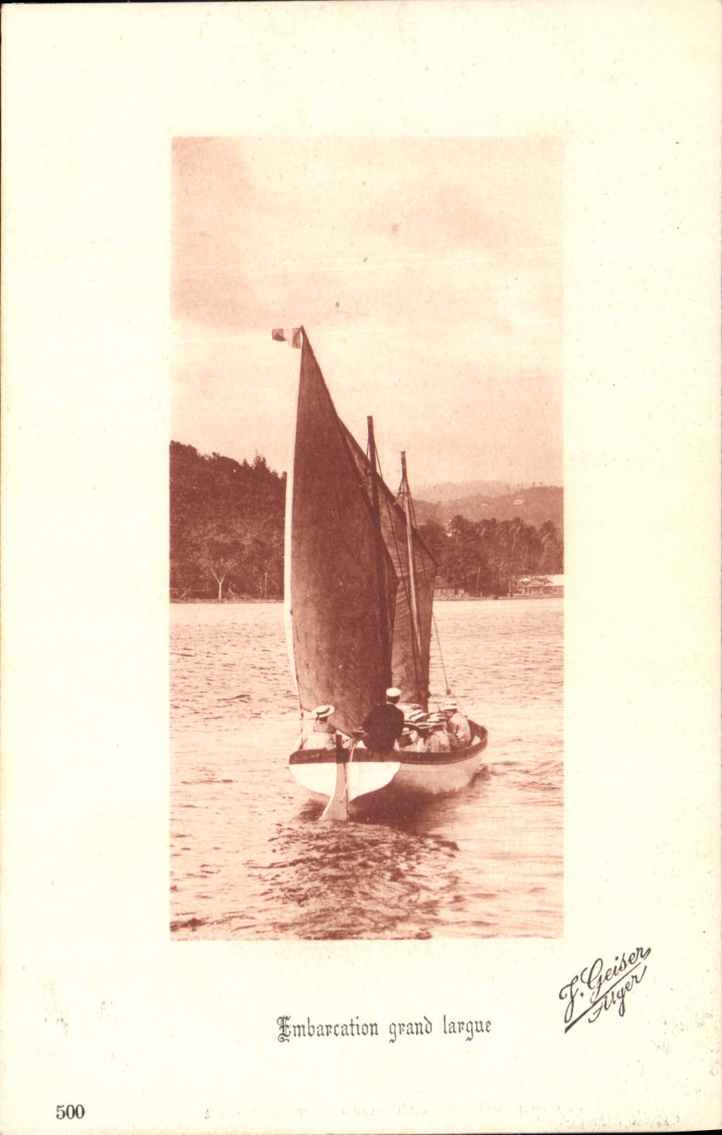 VINTAGE POSTCARD Bateau Fishes loose Boat large