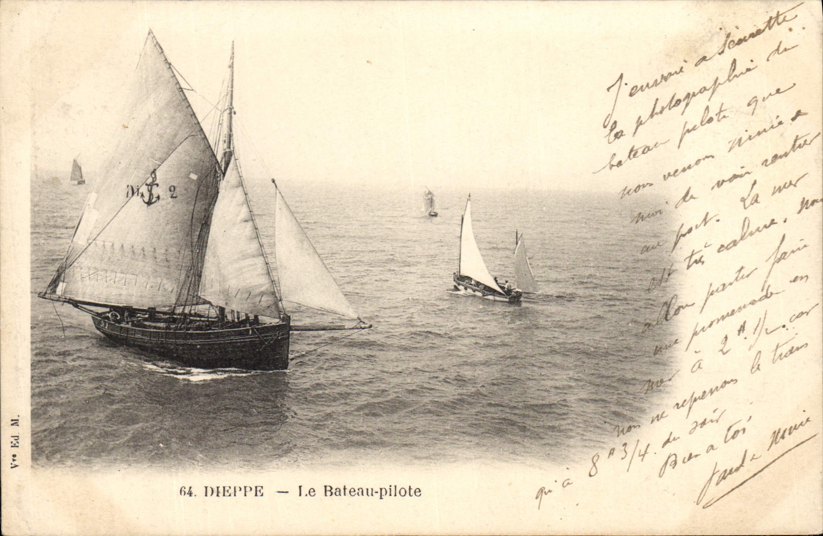 VINTAGE POSTCARD Bateau Fishes Dieppe the pilot boat