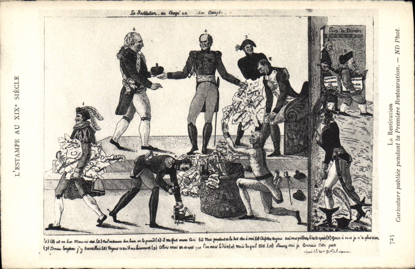 VINTAGE POSTCARD Napoleon the 1st restitution Caricatures