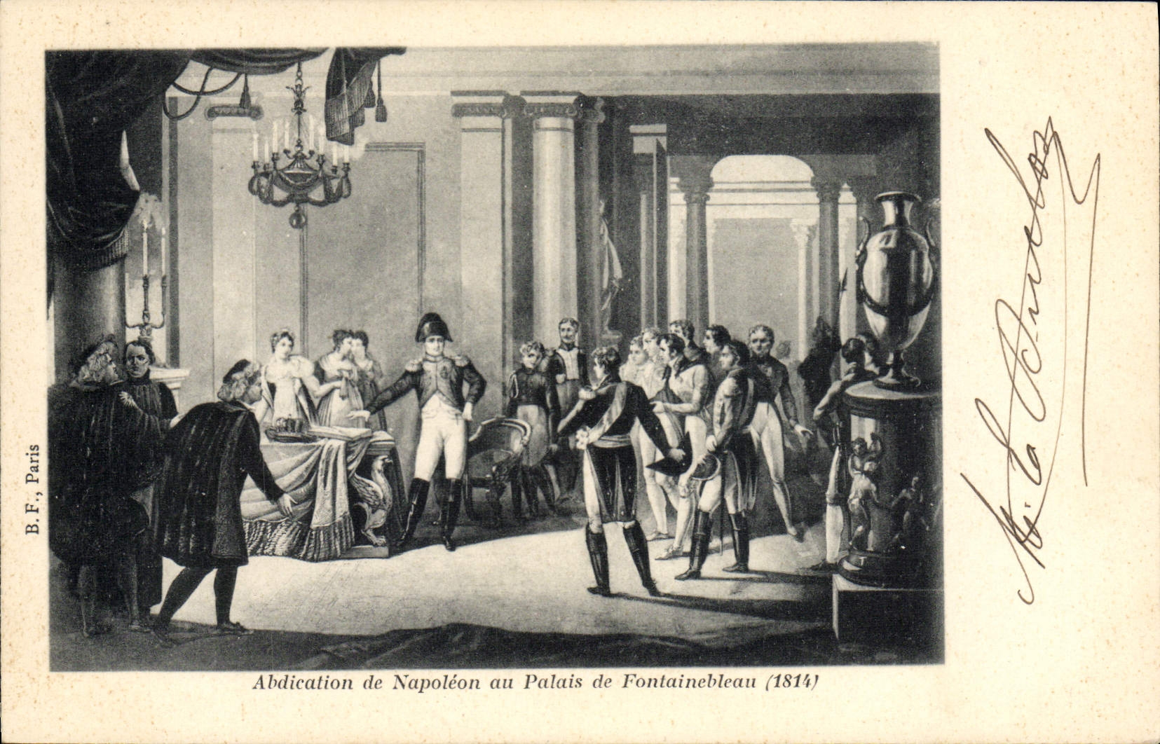 VINTAGE POSTCARD Napoleon the 1st Abdication of Napoleon to the Palate of Fontainebleau 1814