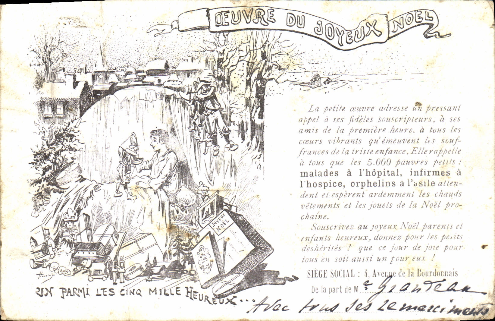 VINTAGE POSTCARD Children Orphanage Merry Christmas Maronnette