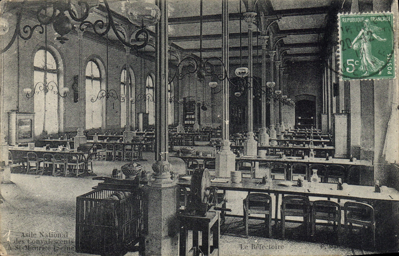 VINTAGE POSTCARD Enfants National Asylum of the convalescents has Saint Maurice on the Seine the refectory