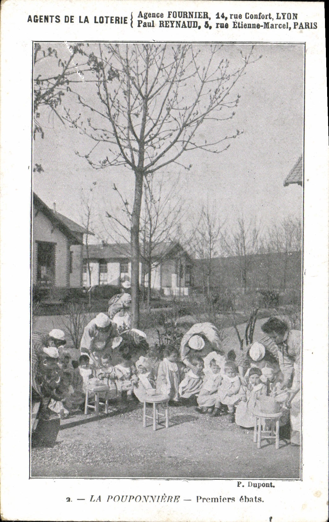 VINTAGE POSTCARD Children Pouponniere the First frolicking