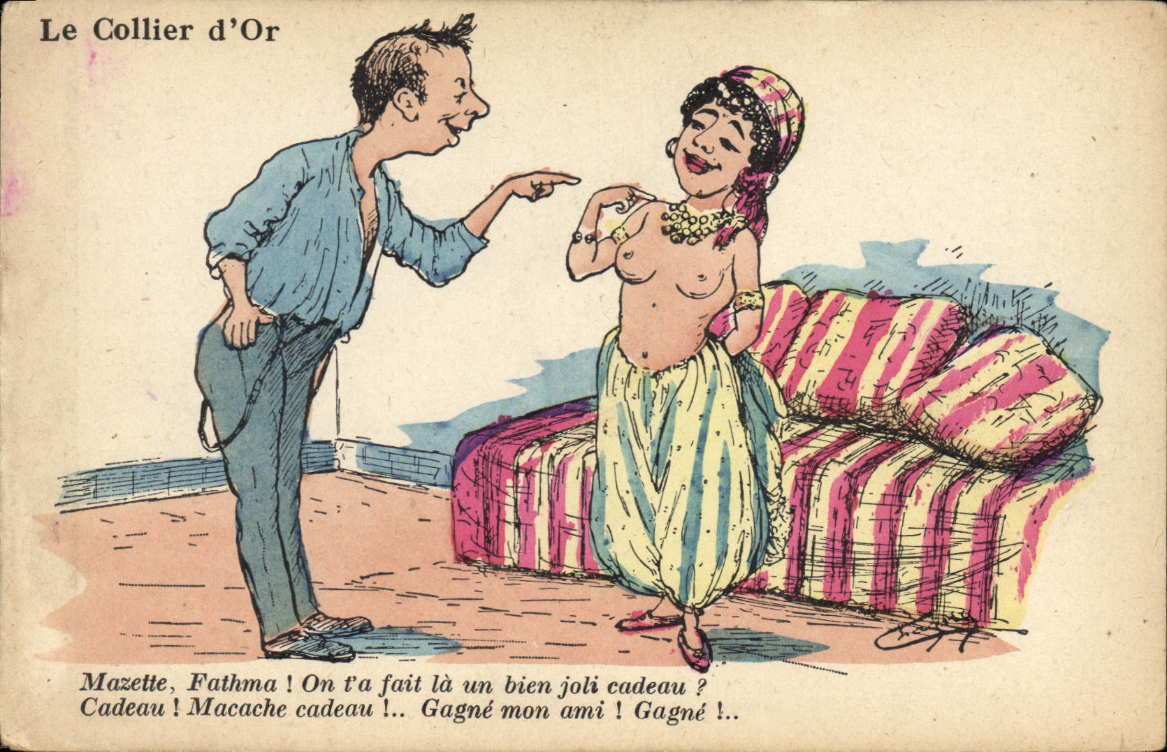 VINTAGE POSTCARD Fantasy Illustrator the gold collar