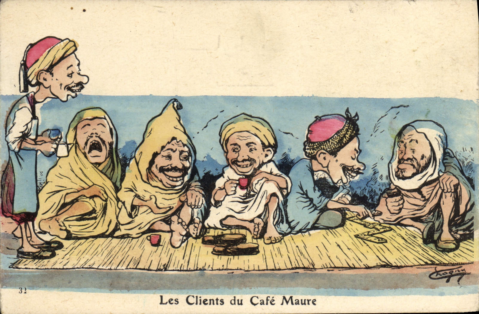 CPA Fantaisie Illustrateur Les clients du cafe Maure 