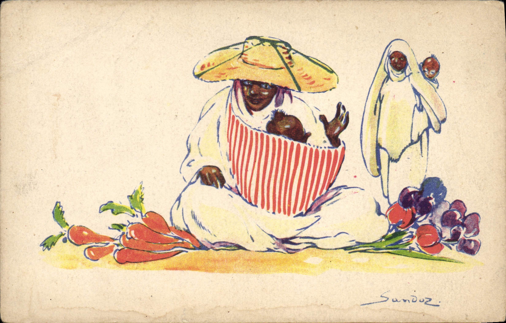 CPA Fantaisie Illustrateur Femme Afrique du Nord 