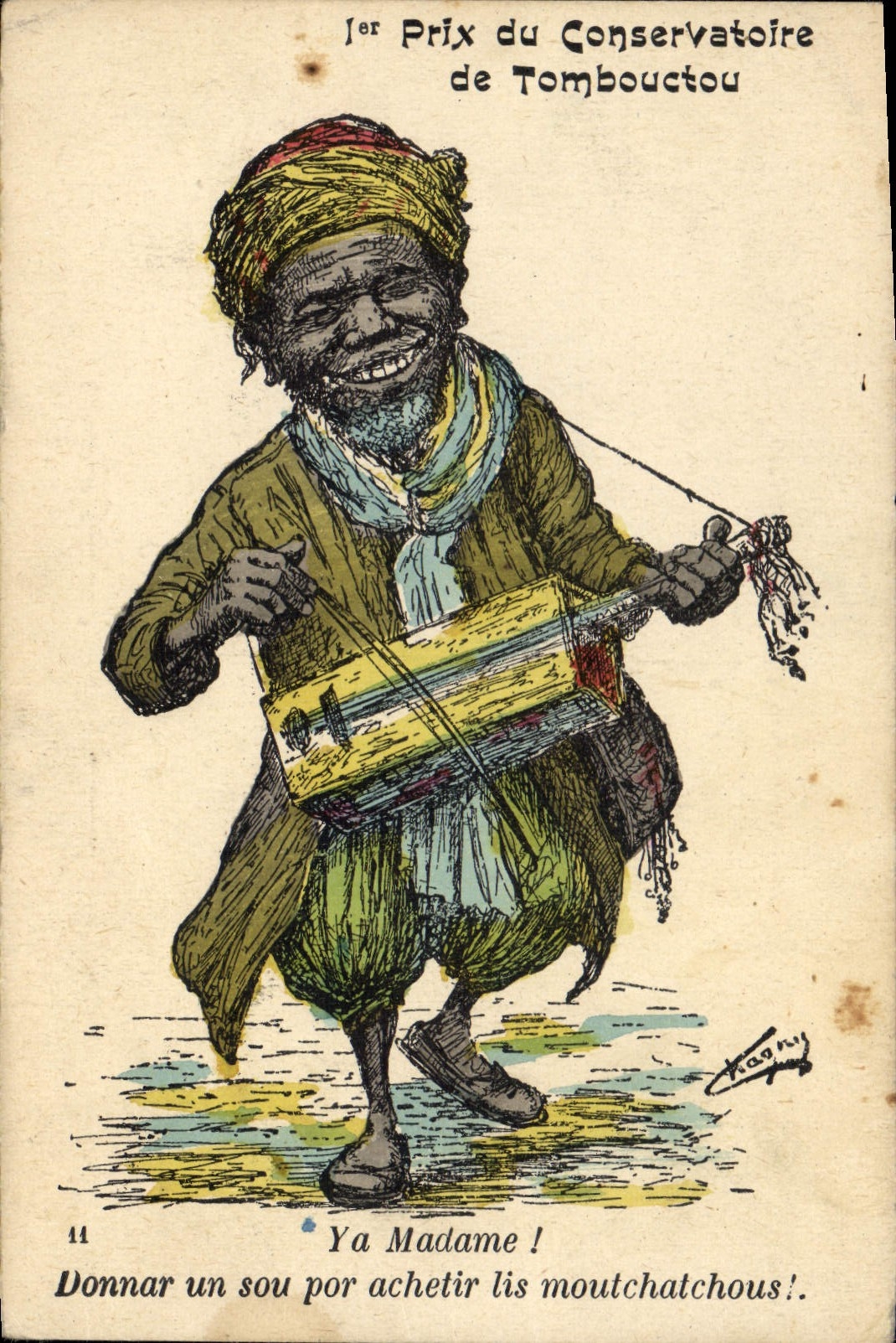 CPA Fantaisie Illustrateur 1er prix de conservatoire de Tombouctou Mali Soudan